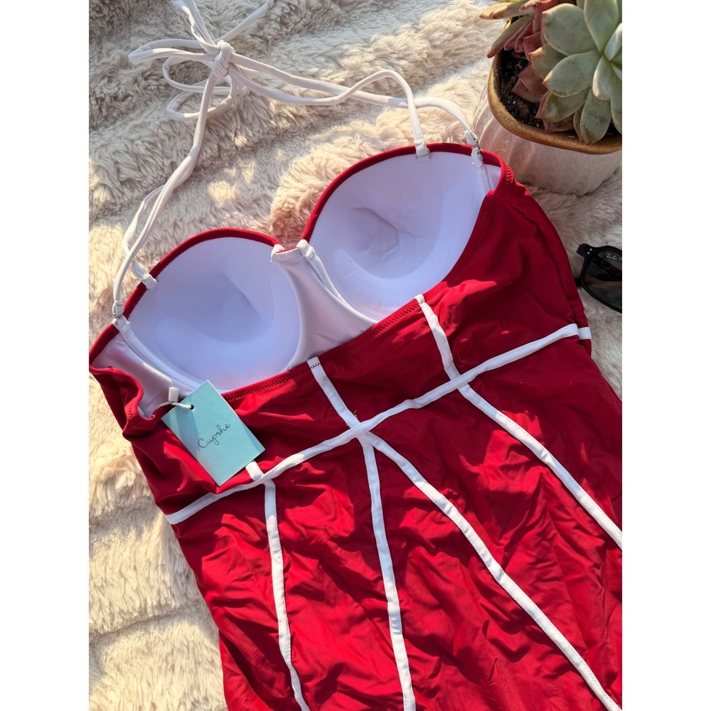 CUPSHE Red Bustier Structured One-Piece Swimsuit | NWT - SIZE XXL - Picture 7 of 9